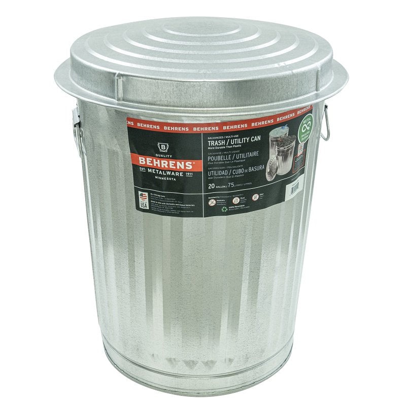 Behrens 1211 Trash Can, 20 gal Capacity, Steel