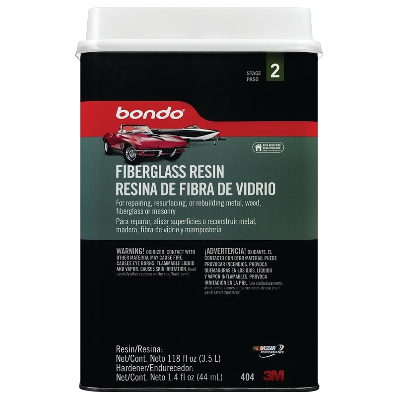Bondo 404C Fiberglass Resin, 3 qt Can, Liquid, Pungent Organic