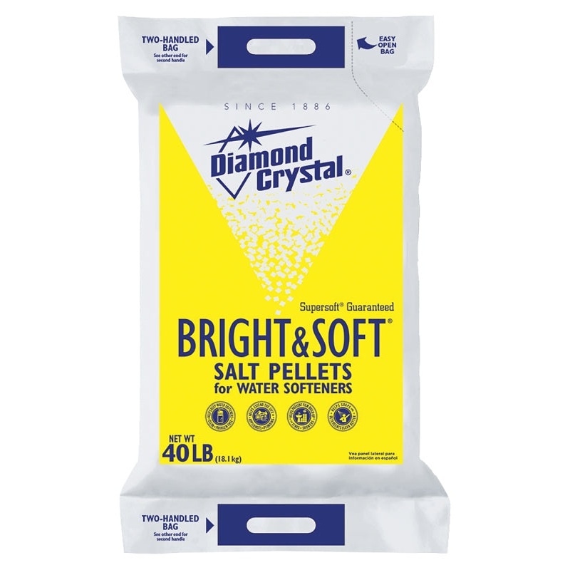 Cargill Diamond Crystal Bright & Soft 100012407 Salt Pellets, 40 lb Bag, Crystalline Solid, Halogen