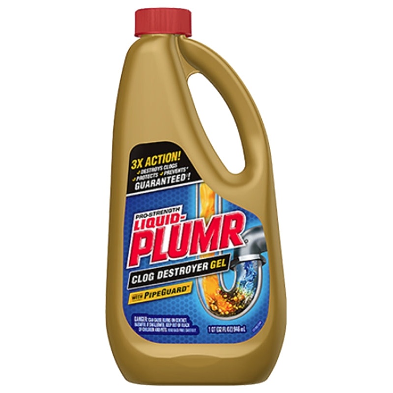 Liquid-Plumr 00243 Clog Remover, Liquid, Pale Yellow, Bleach, 32 oz Bottle, Pack of 9