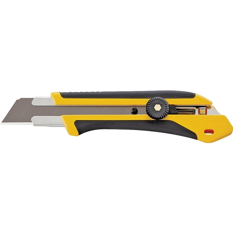 OLFA 1071858 Utility Knife, 25 mm W Blade, Stainless Steel Blade, Comfort-Grip Handle, Black/Yellow Handle
