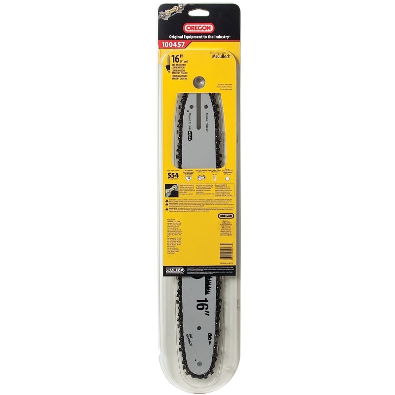 Oregon AdvanceCut 100457 Bar and Chain Combo, Small Bar Nose Radius, 54-Drive Link, 91PX Chain, 3/8 in TPI/Pitch