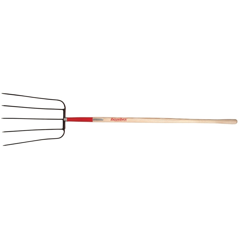 Razor-Back 73141 Barley Fork, Oval Tine, Steel Tine, Wood Handle, Straight Handle, 63-1/2 in L Handle