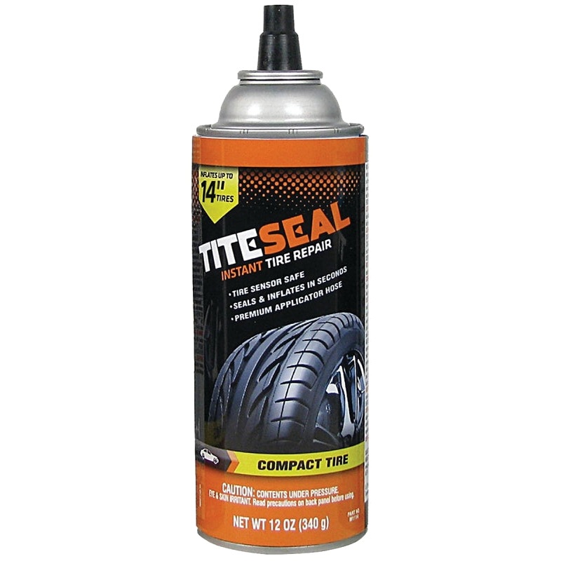 Titeseal M1114/6 Instant Tire Repair Sealant, Seals Tire Up to: 3/16 in, 12 oz Aerosol Can, Liquid, Ammonia, Pack of 6