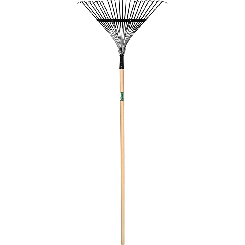 UnionTools 64430 Leaf Rake, Steel Tine, 22-Tine, Hardwood Handle, 48 in L Handle