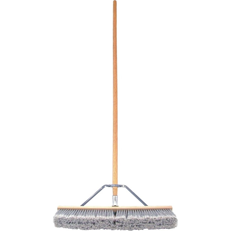 Birdwell 5025-4 Contractor Push Broom, 24 x 2-5/8 x 7/8 in Block, Gray Bristle, 3 in L Trim, Hardwood Handle