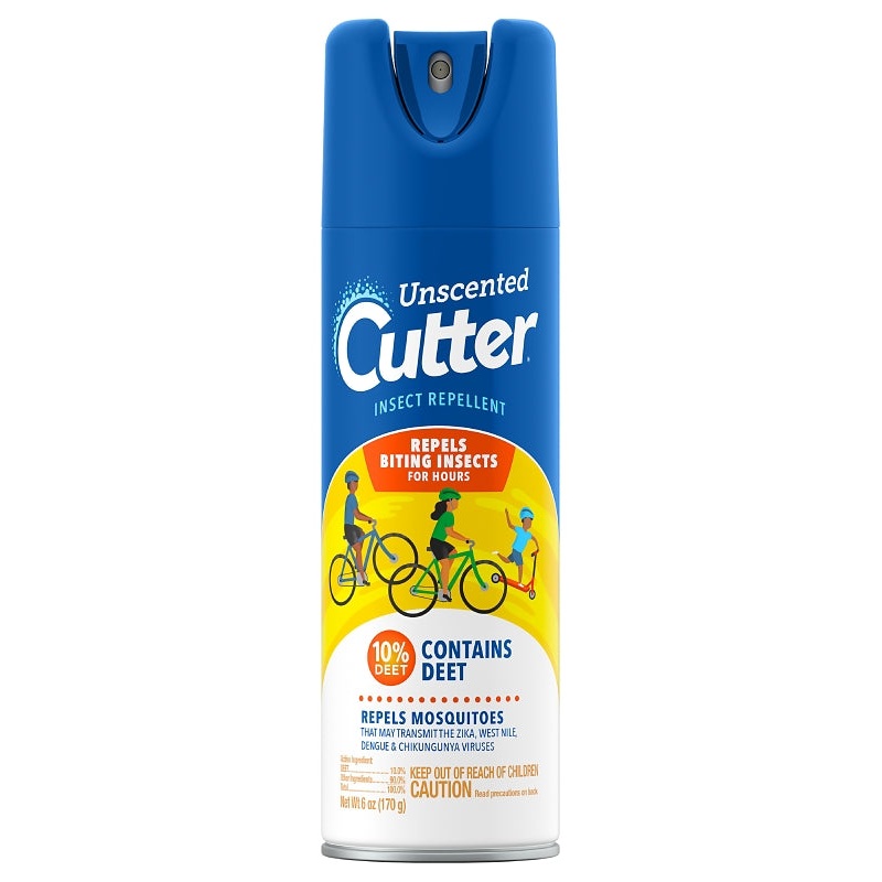 Cutter 51020-6 Insect Repellent, 6 oz Aerosol Can, Liquid, Light Yellow/Water White, Ethanol