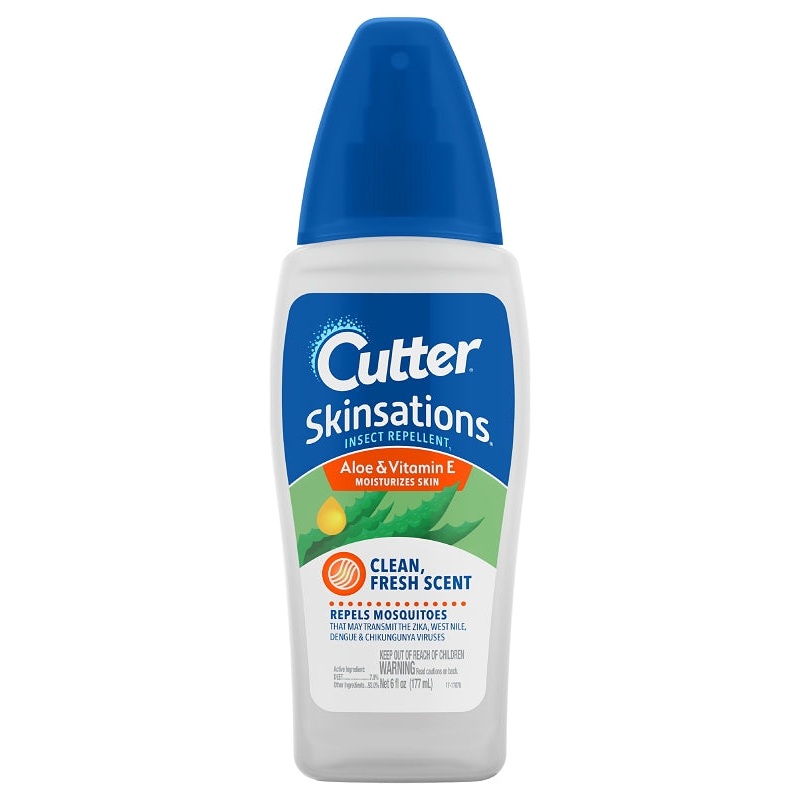 Cutter SKINSATIONS 54010-6 Insect Repellent, 6 fl-oz Bottle, Liquid, Water White, Alcohol