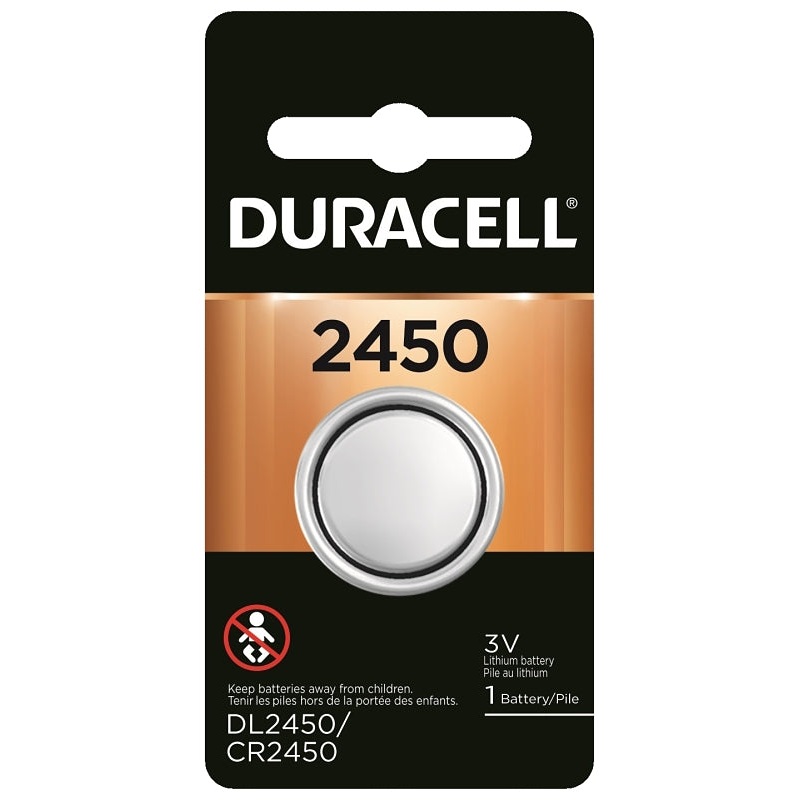 Duracell DL2450BPK Battery, 3 V Battery, 600 mAh, CR2450 Battery, Lithium, Manganese Dioxide, Pack of 6