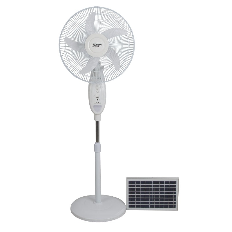 PowerZone F-68 Rechargeable Oscillating Fan, 16 in Dia Blade, 5-Blade, White