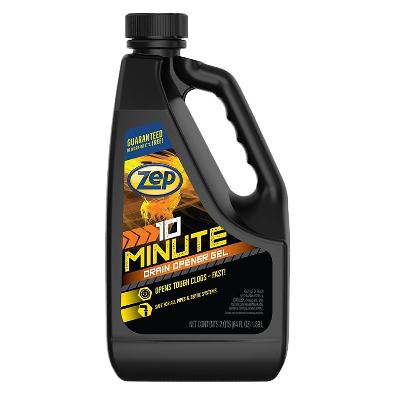 Zep ZHCR64NG6 Clog Remover, Liquid, Light Yellow, Slight Chlorine, 64 oz Bottle, Pack of 6