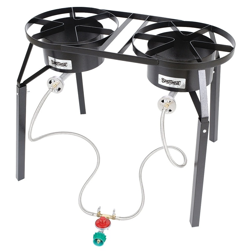 Bayou Classic DB250 Dual-Burner Cooker, 2-Burner, LPG, 100,000 Btu, Manual Ignition, Steel
