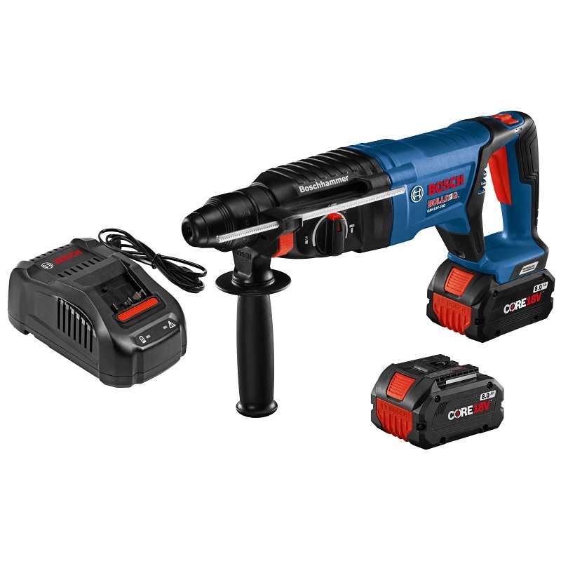 Bosch GBH18V-26DK24 Rotary Hammer Kit, Keyless, SDS-Plus Chuck, 0 to 4350 bpm, 1.9 ft-lb Impact Energy