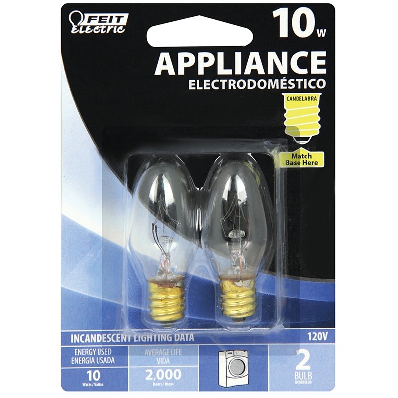 Feit Electric BP10C71/2/RP Incandescent Lamp, 10 W, Candelabra E12 Lamp Base, 63 Lumens, 2700 K Color Temp, Pack of 12