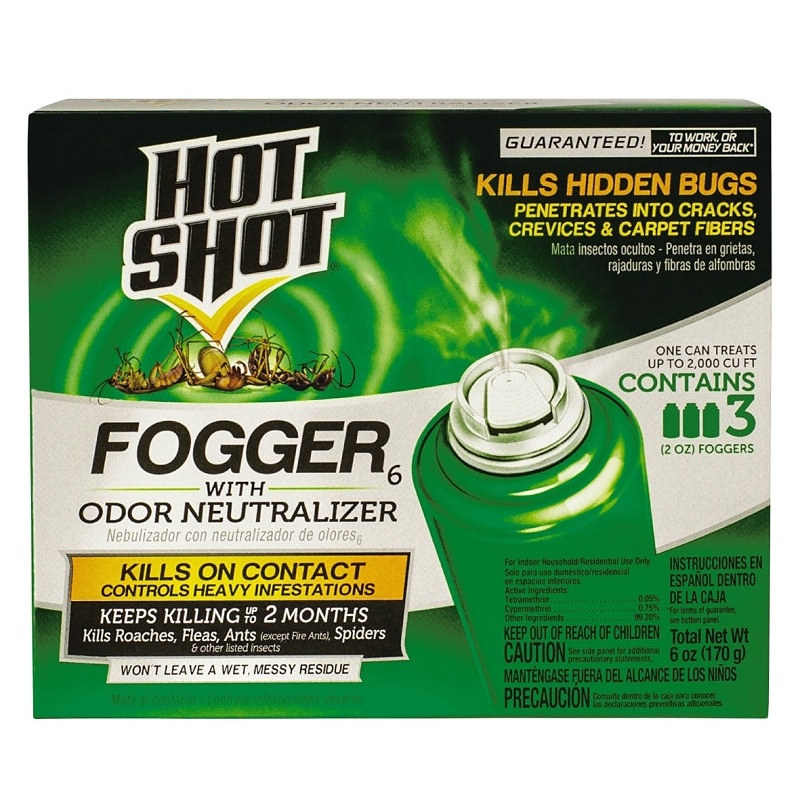Hot Shot 96180 Fogger with Odor Neutralizer, 2000 cu-ft Coverage Area, Light Yellow/Water White