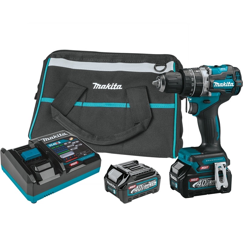 Makita XGT GPH02D Series Hammer Driver Drill Kit, Battery Included, 40 V, 2.5 Ah, 1/2 in Chuck, Keyless Chuck, 1/EA