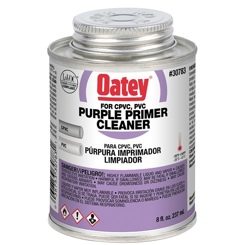 Oatey 30783 Primer/Cleaner, Liquid, Purple, 8 oz Pail