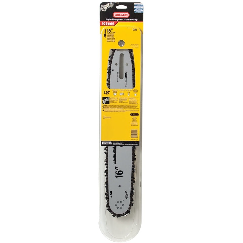 Oregon 105669 Bar and Chain Combo, Large Bar Nose Radius, 67-Drive Link, 22BPX Chain, 3/8 in TPI/Pitch