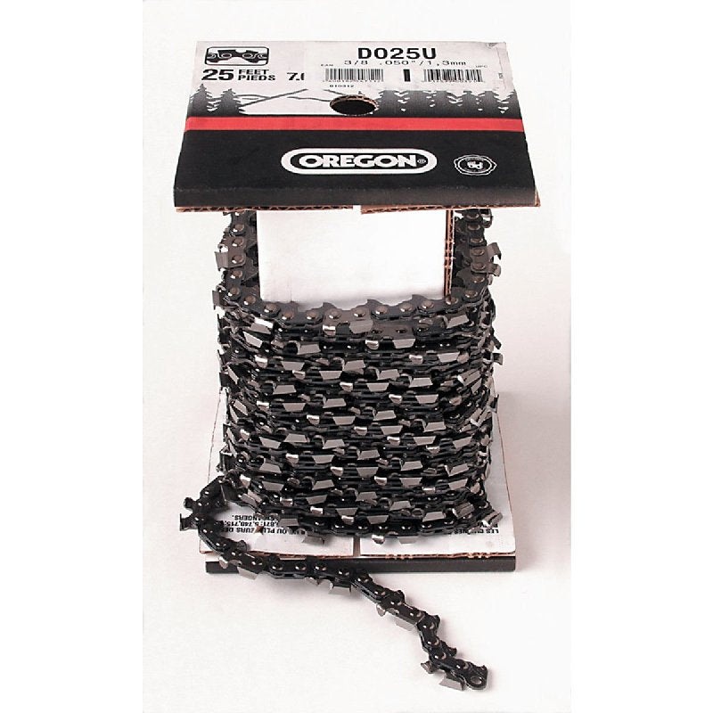 Oregon D025U Chainsaw Chain, 25 ft L Bar, 0.05 Gauge, 3/8 in TPI/Pitch