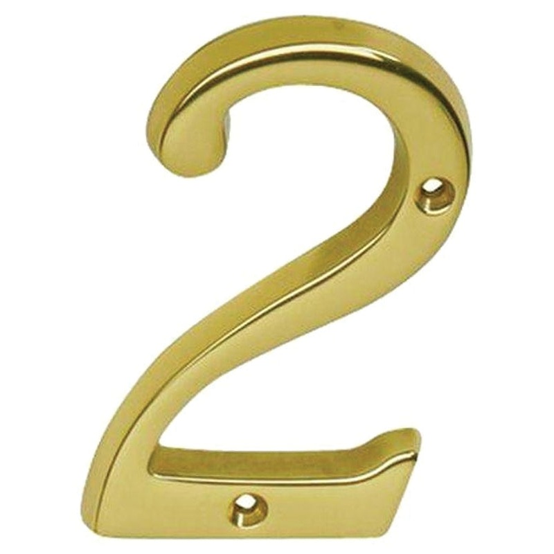 Schlage SC2-3026-605 #2 House Number, Character: 2, 4 in H Character, Brass Character, Brass