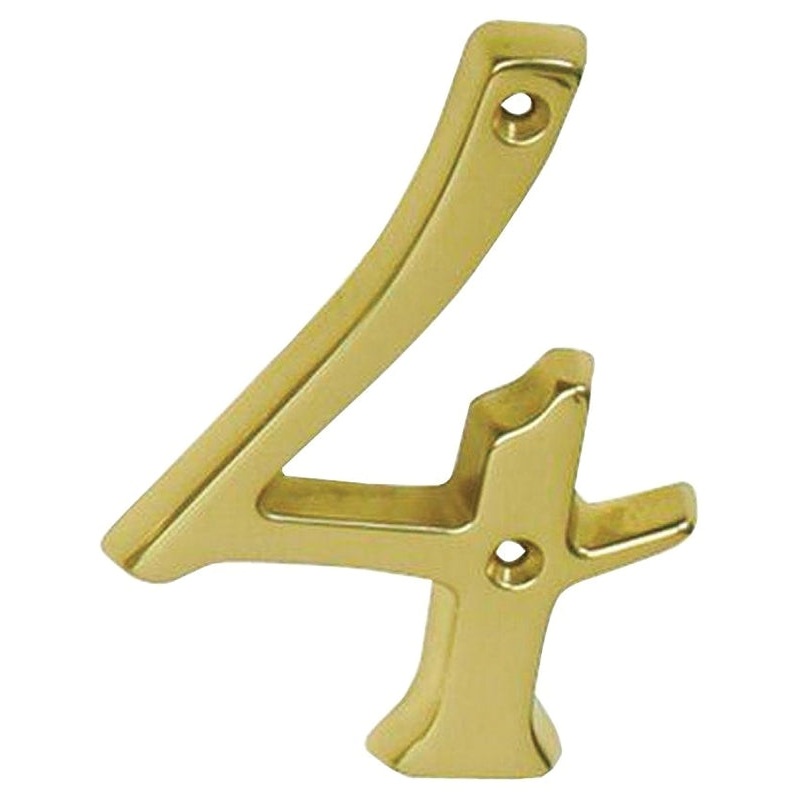 Schlage SC2-3046-605 #4 House Number, Character: 4, 4 in H Character, Brass Character, Brass