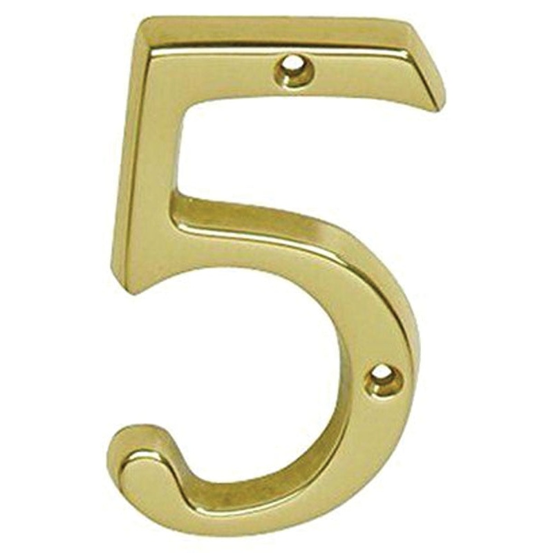 Schlage SC2-3056-605 #5 House Number, Character: 5, 4 in H Character, Brass Character, Brass