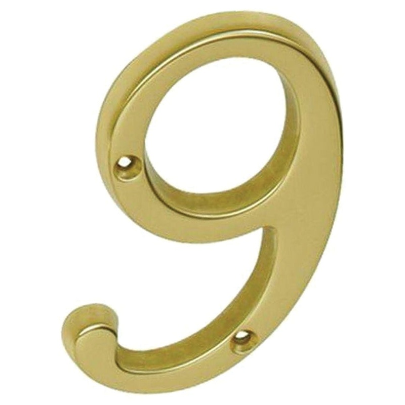 Schlage SC2-3096-605 #9 House Number, Character: 9, 4 in H Character, Brass Character, Brass