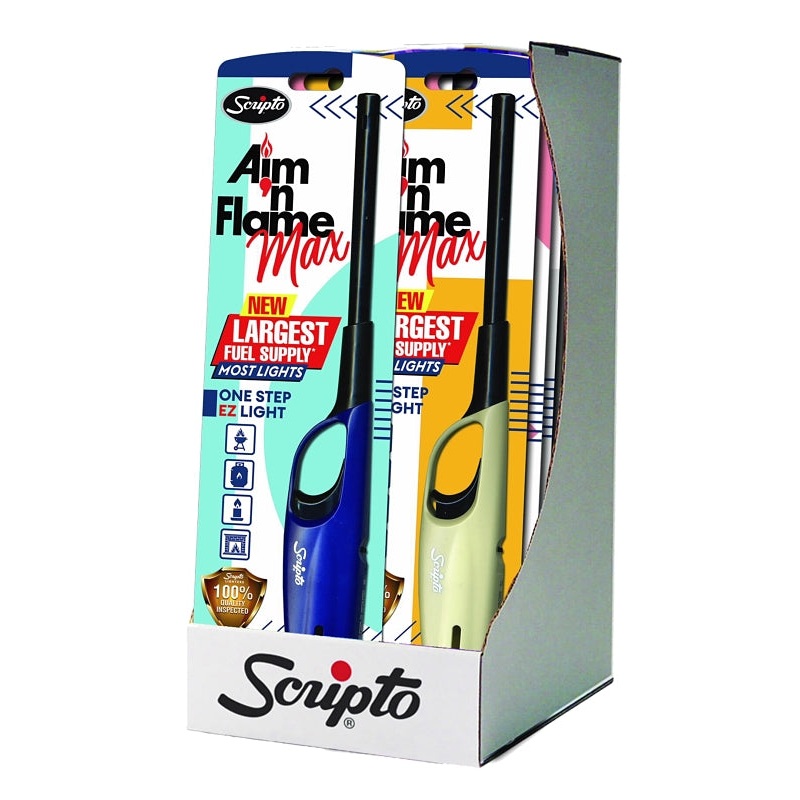 Scripto Aim ‘n Flame MAX BGM19-1/12CD Utility Lighter, Assorted, Pack of 12