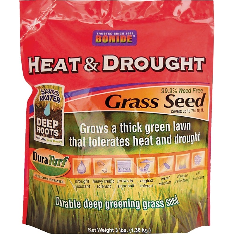 Bonide 60252 Heat and Drought Grass Seed, 3 lb Bag