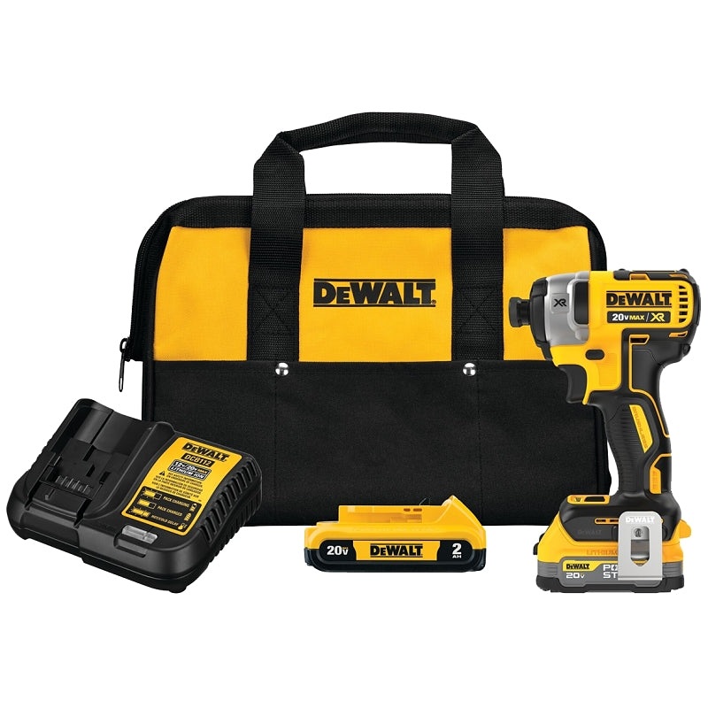 DeWALT XR Series DCF887D1E1 Impact Driver Kit, Battery Included, 20 V, 2 Ah, 1/4 in Drive, 3600 ipm IPM, 3250 rpm Speed