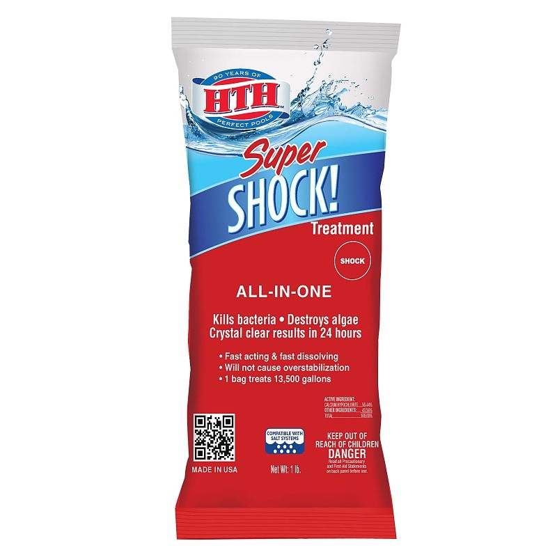 HTH Super Shock 52019 Pool Treatment, Solid, Chlorine-Like, 1 lb, Pack of 15