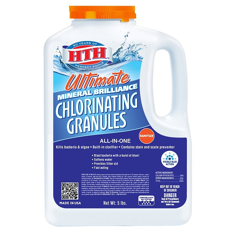 HTH Ultimate Mineral Brilliance 22007 Chlorinating Granule, Powder, Chlorine-Like, 5 lb, Pack of 3