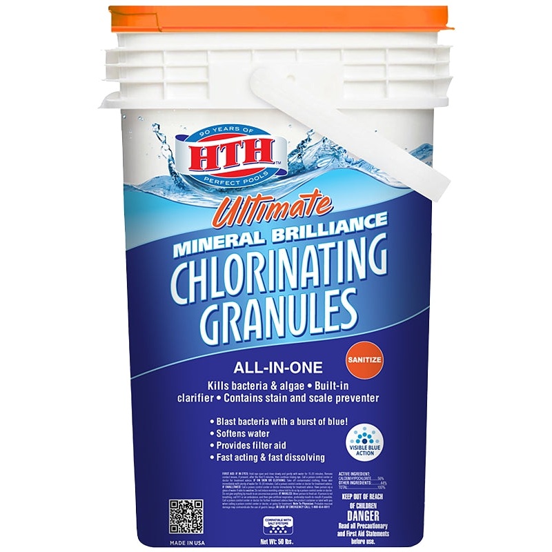 HTH Ultimate Mineral Brilliance 22009 Chlorinating Granule, Powder, Chlorine-Like, 50 lb