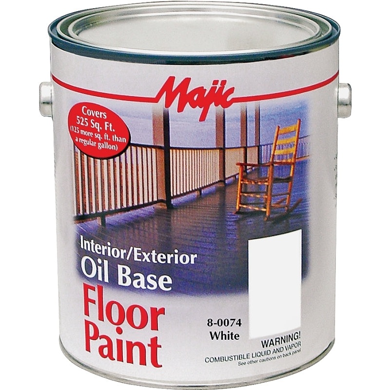 Majic Paints 8-0074-1 Floor Paint, Medium-Gloss, White, 1 gal Pail, Pack of 4