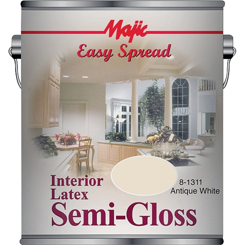 Majic Paints 8-1311-1 Interior Paint, Semi-Gloss Sheen, Antique White, 1 gal, Can, 300 sq-ft Coverage Area, Pack of 4