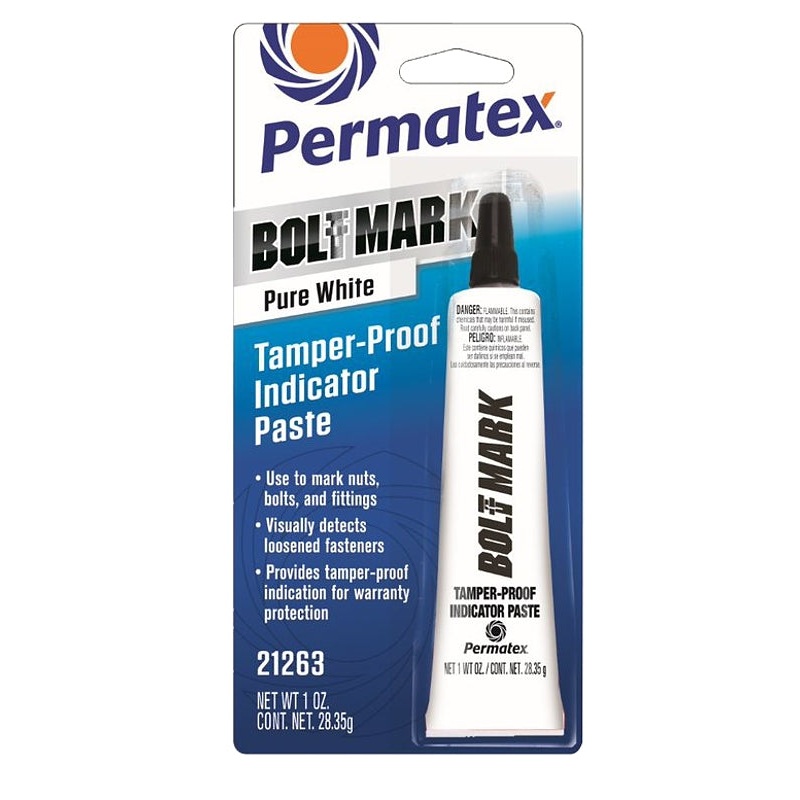 Permatex Bolt Mark 21263 Indicator Paste, 6 mL Tube, Liquid, Pure White