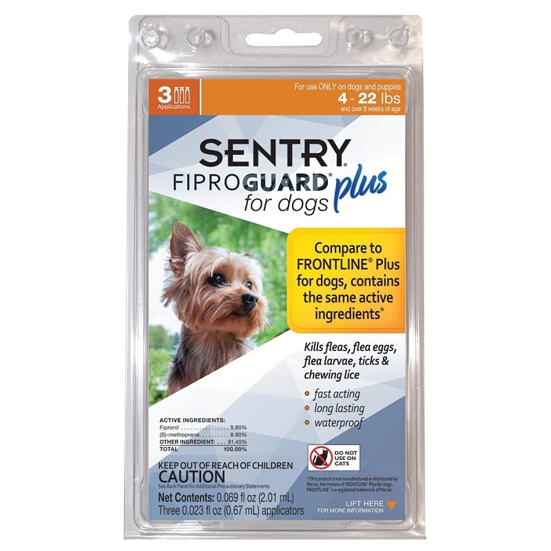 Sentry Fiproguard Plus 03160 Flea and Tick Squeeze-On, Liquid, Pleasant, 3 Count