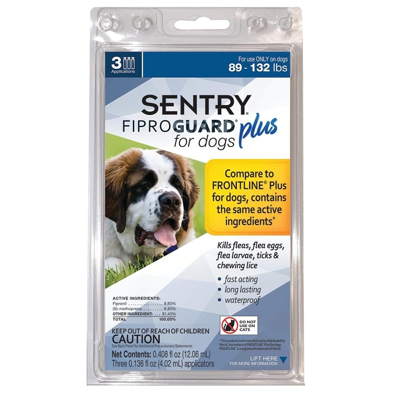Sentry Fiproguard Plus 03163 Flea and Tick Squeeze-On, Liquid, Pleasant, 3 Count