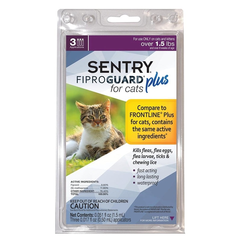 Sentry Fiproguard Plus 03164 Flea and Tick Squeeze-On, Liquid, Pleasant, 3 Count