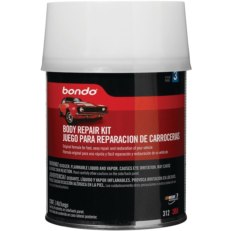 Bondo 312 Body Repair Kit, Red Can, Liquid, Pungent Styrene