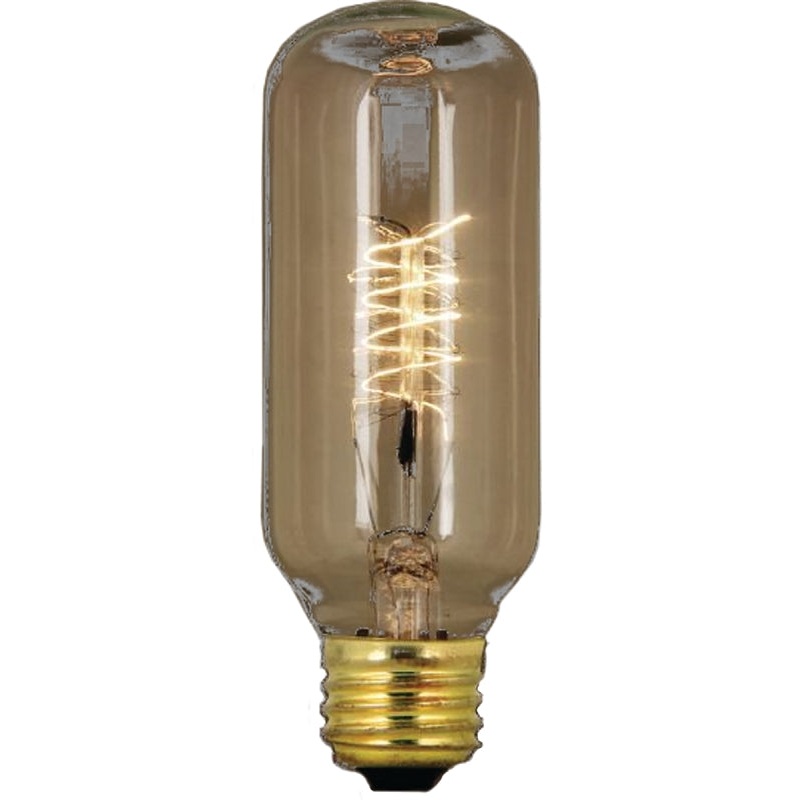 Feit Electric BP40T14/RP Incandescent Bulb, 40 W, T14 Lamp, Medium E26 Lamp Base, 75 Lumens, 2200 K Color Temp