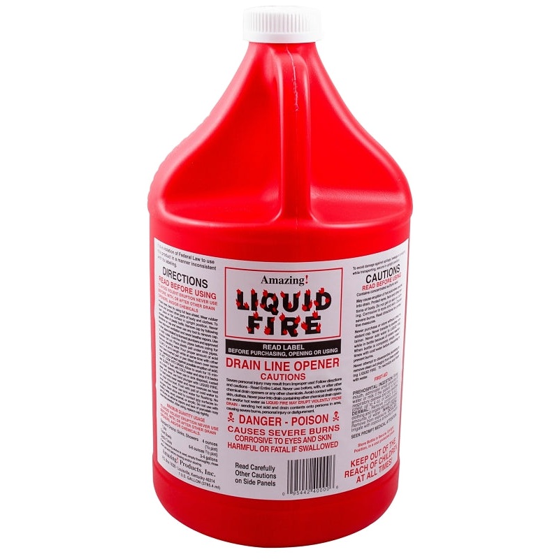 Liquid Fire LF-G-4 Drain Opener, Liquid, Dark Amber, Slight Pungent, 128 oz Bottle, Pack of 4