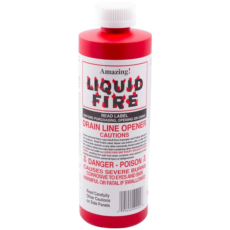 Liquid Fire LF-P-24 Drain Opener, Liquid, Dark Amber, Slight Pungent, 16 oz Bottle, Pack of 24