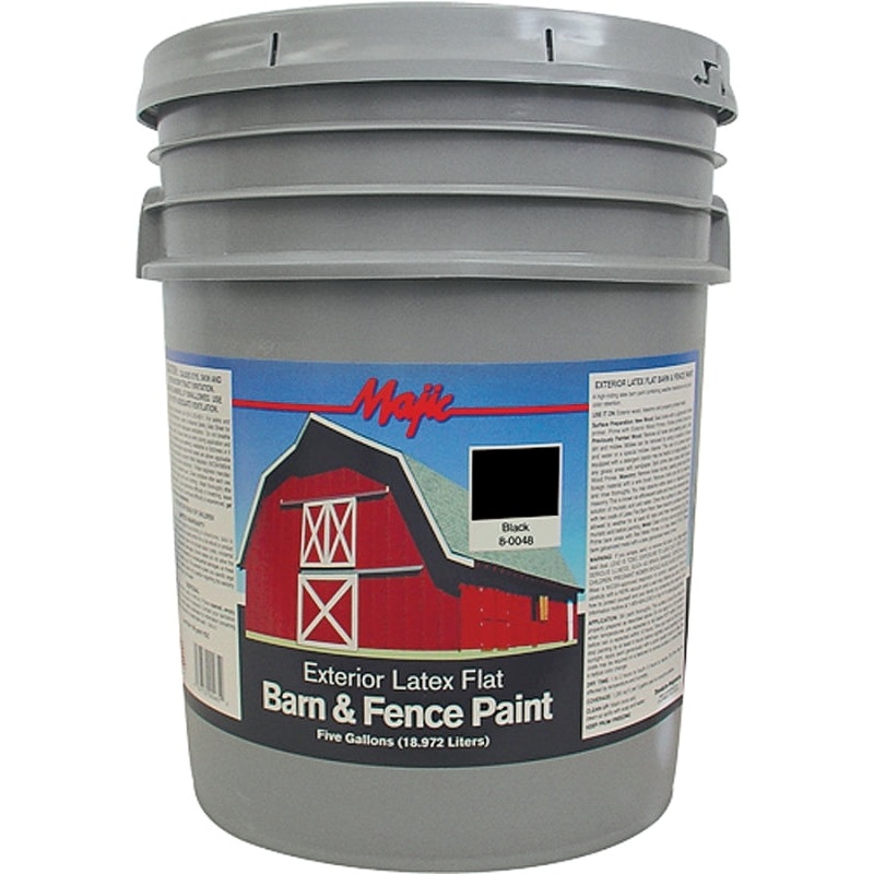 Majic Paints 8-0048-5 Barn and Fence Paint, Flat, Black, 5 gal Pail