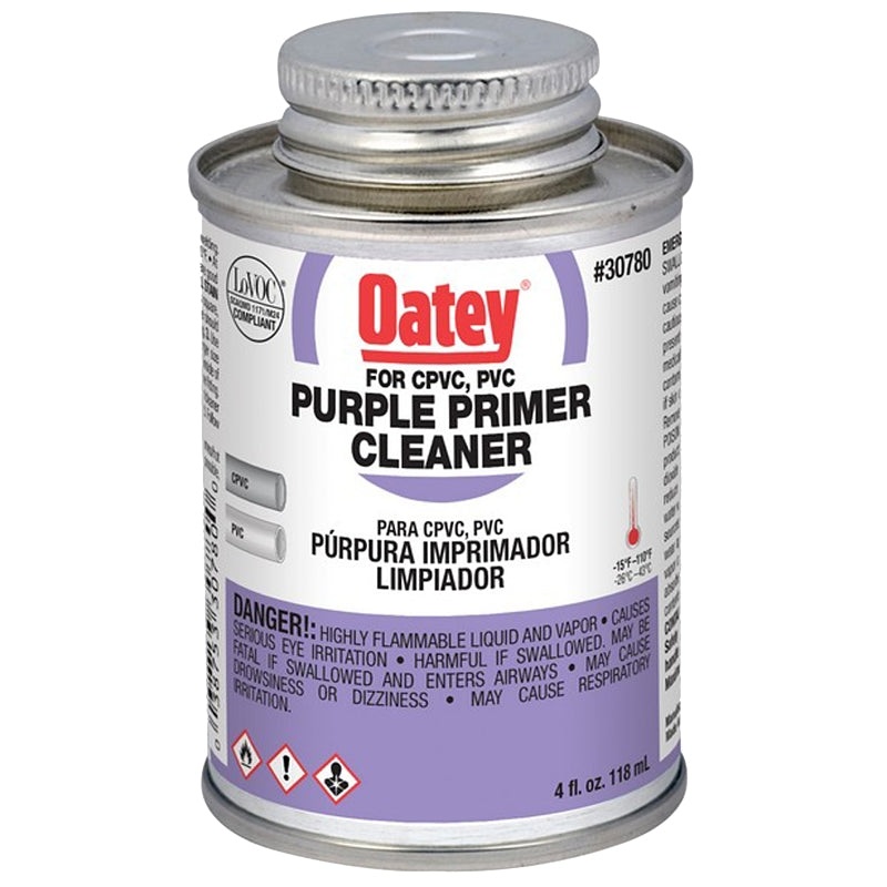 Oatey 30780 Primer/Cleaner, Liquid, Purple, 4 oz Pail