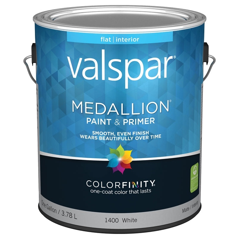 Valspar Medallion 1400 Series 027.0001400.007 Interior Paint, Flat Sheen, White, 1 gal, Can