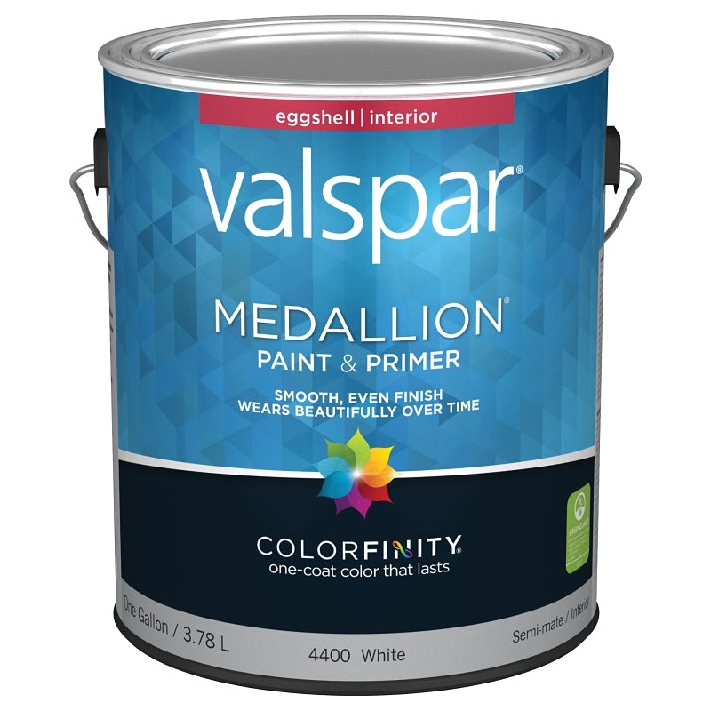 Valspar Medallion 4400 Series 027.0004400.007 Interior Paint, Eggshell Sheen, White, 1 gal, Can, Pack of 4