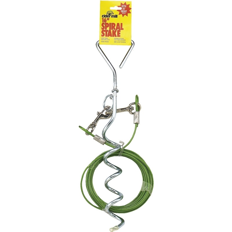 Aspenpet 3449820 Spiral Cable-In Stake, Heavy-Duty, 20 ft L Belt/Cable, Steel