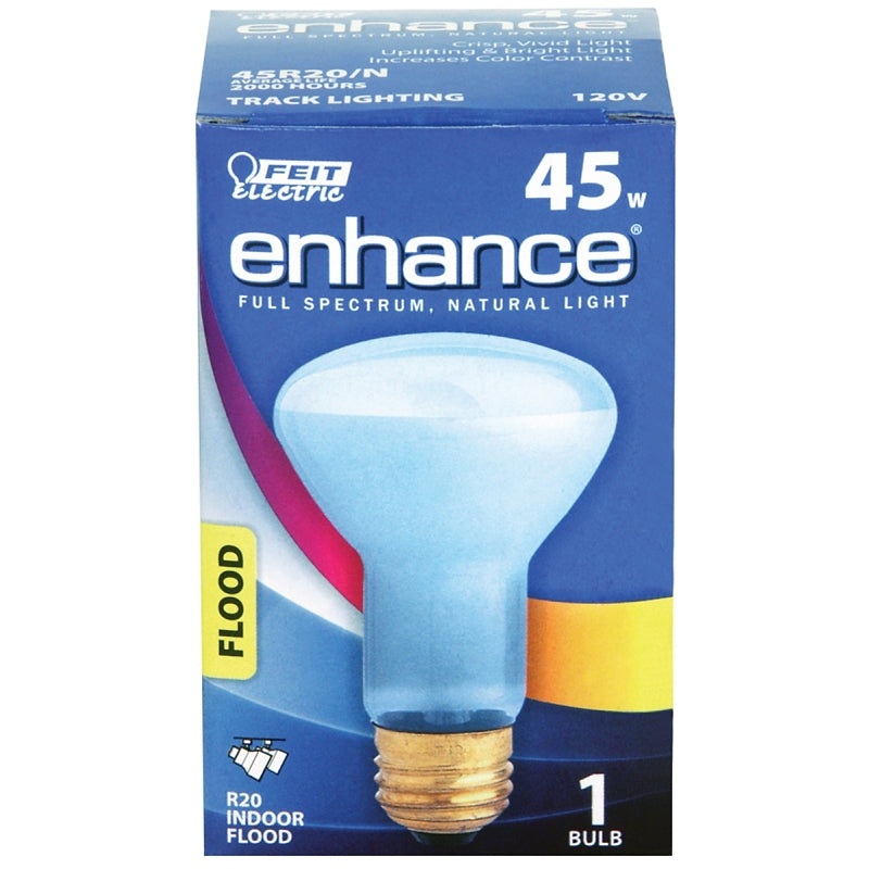 Feit Electric 45R20/N Incandescent Bulb, 50 W, R20 Lamp, Medium E26 Lamp Base, 3000 K Color Temp, 2000 hr Average Life, Pack of 6