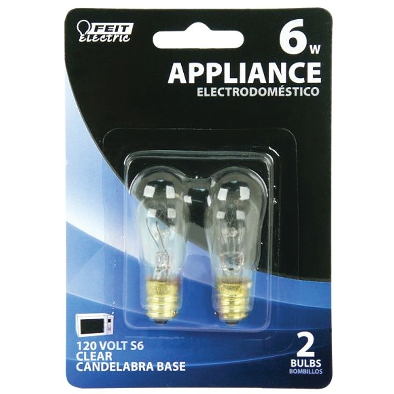Feit Electric BP6S6 Candle Base Bulb, 6 W, S6 Straight-Sided Lamp, Candelabra E12 Lamp Base, 2700 K Color Temp, Pack of 12